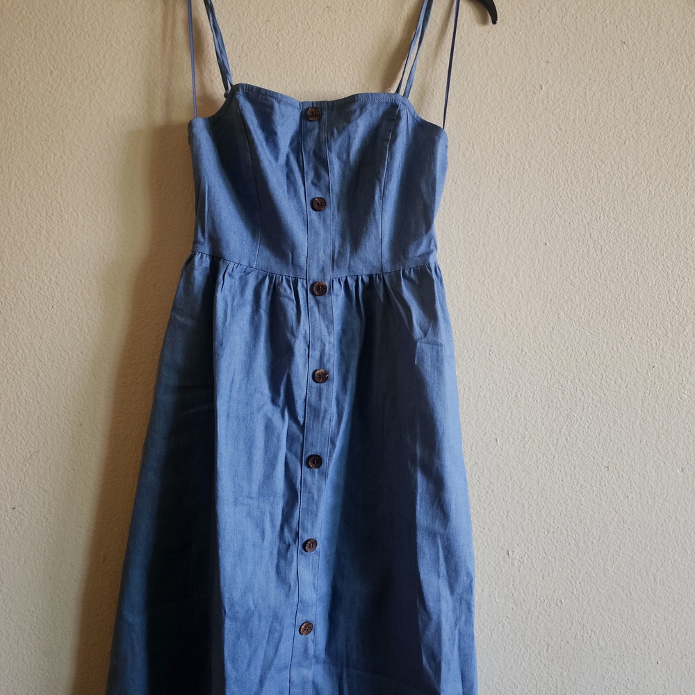 Blue Button-Down Denim Dress